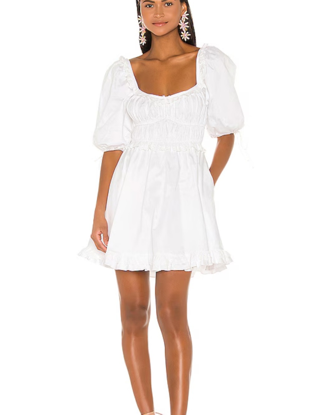 For Love and Lemons Mini Dress White Coquette Babydoll Milk Maid XL